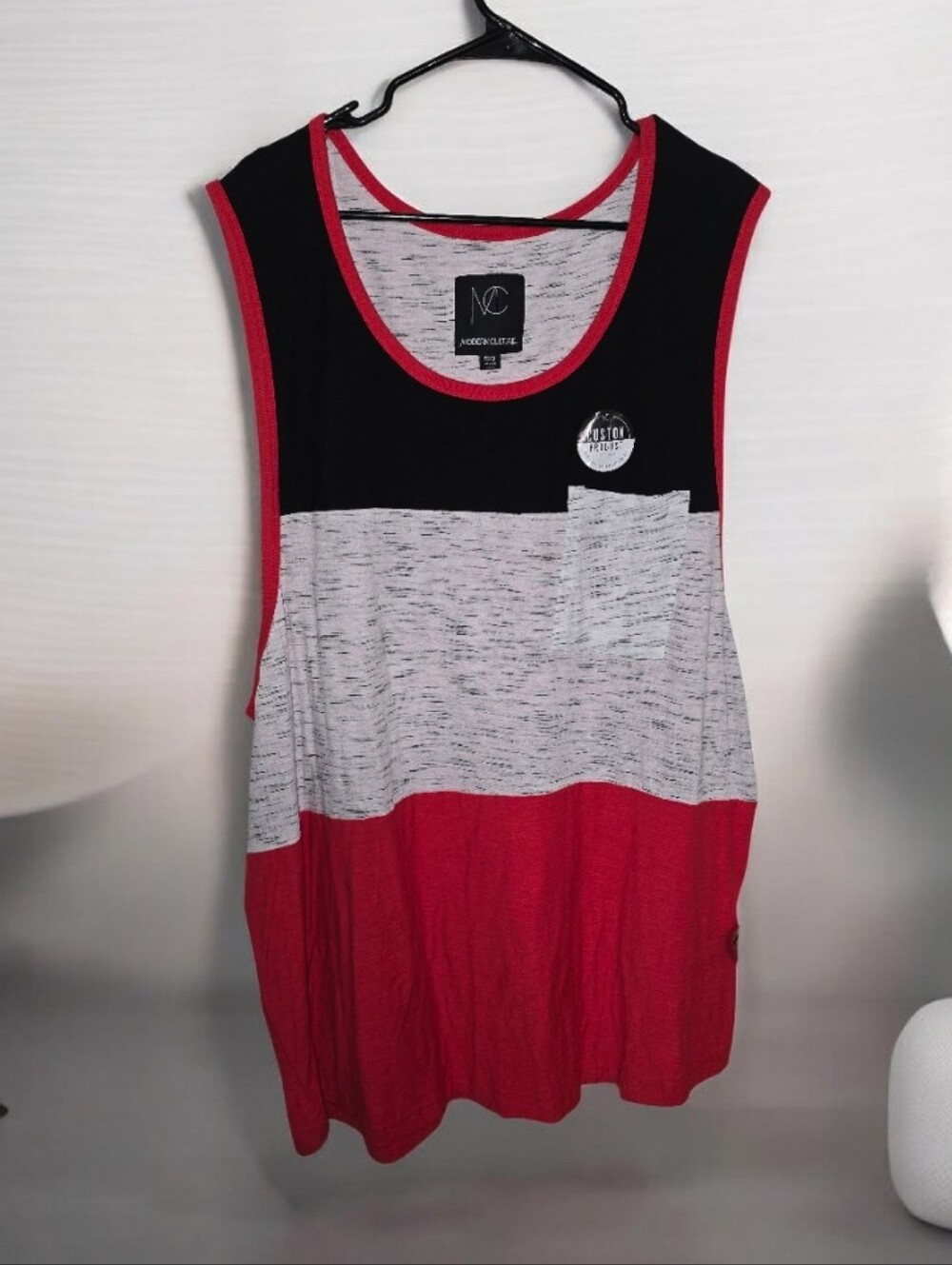 #A50 Modern Culture  Colorblock Scoop Neck Tank Top - Red/Black/Heather